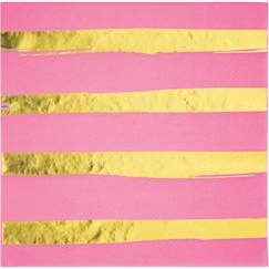 Gold Stripes On Pink Napkins - pk16