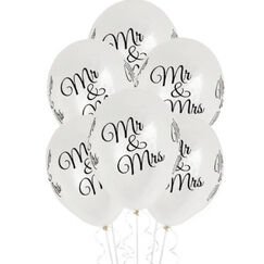 CLEAR Mr & Mrs Balloons - pk25