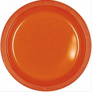 Orange 26cm Reusable Plastic Plates (pk20)