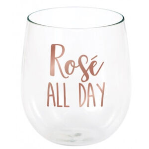 Rose All Day Plastic Stemless Wine Glass