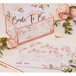 Floral Bride To Be Advice Cards - pk10